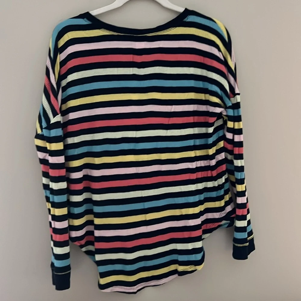 Old Navy Multi Stripe Thermal Long Sleeve Henley XS - Picture 3 of 5